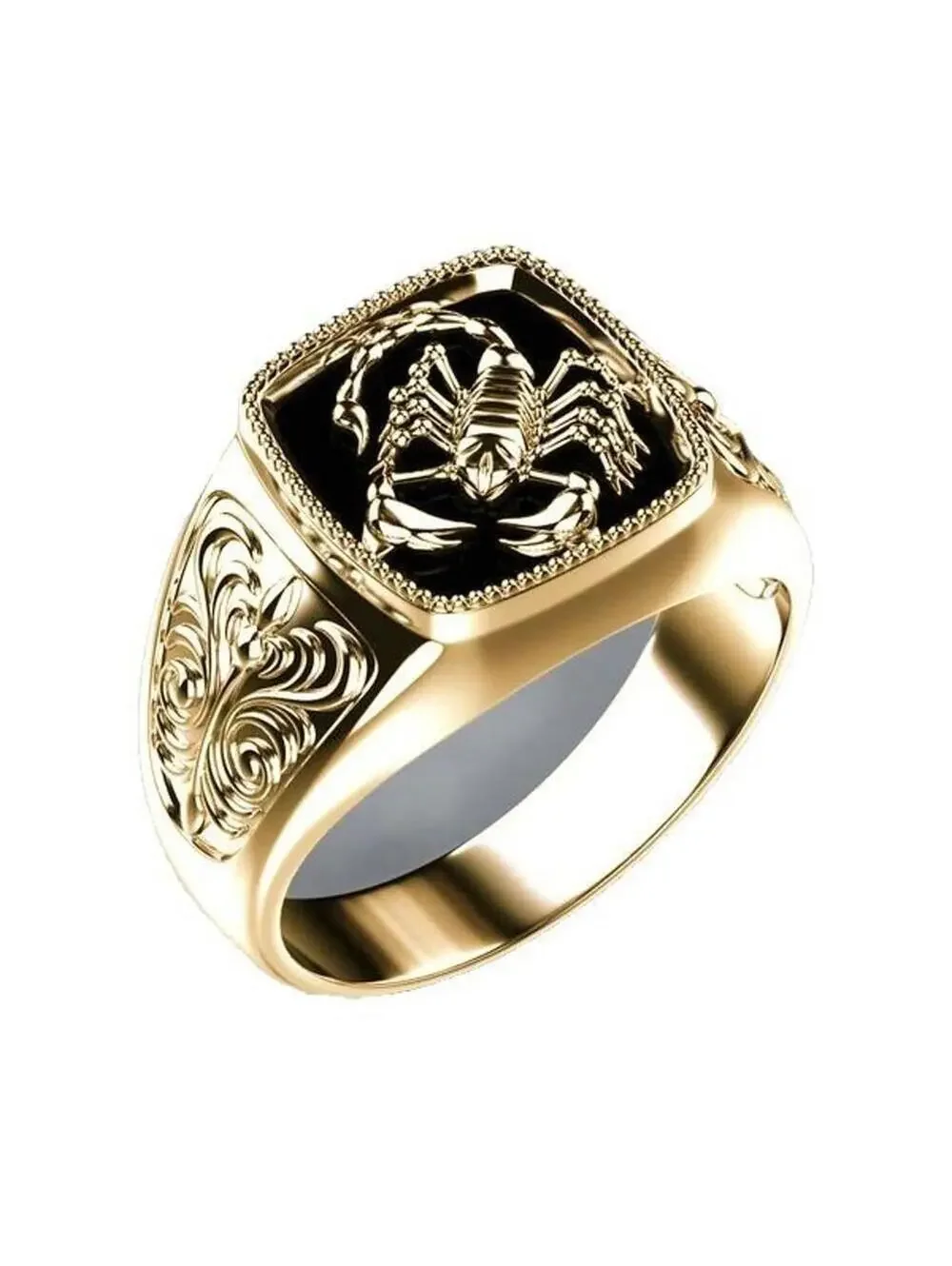 Black enamel scorpion RING - Gold - size 13